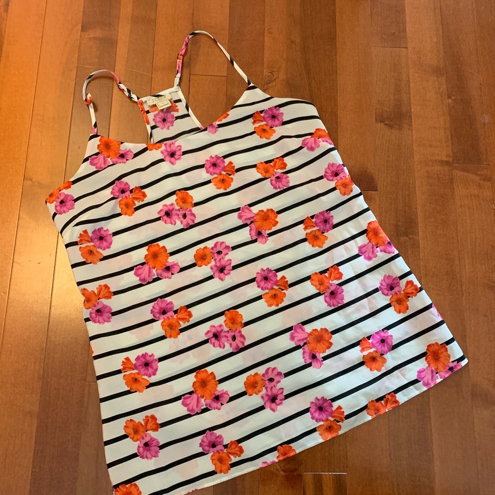 J crew flower strip tank top size 4